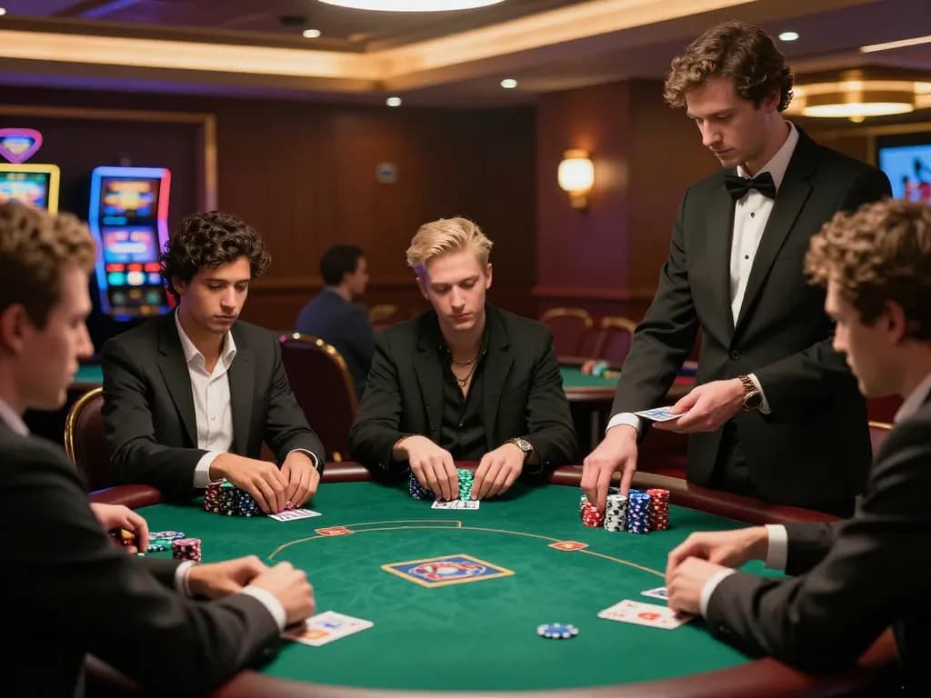 Players strategizing in a poker game at F168 Casino, showcasing excitement and competition.