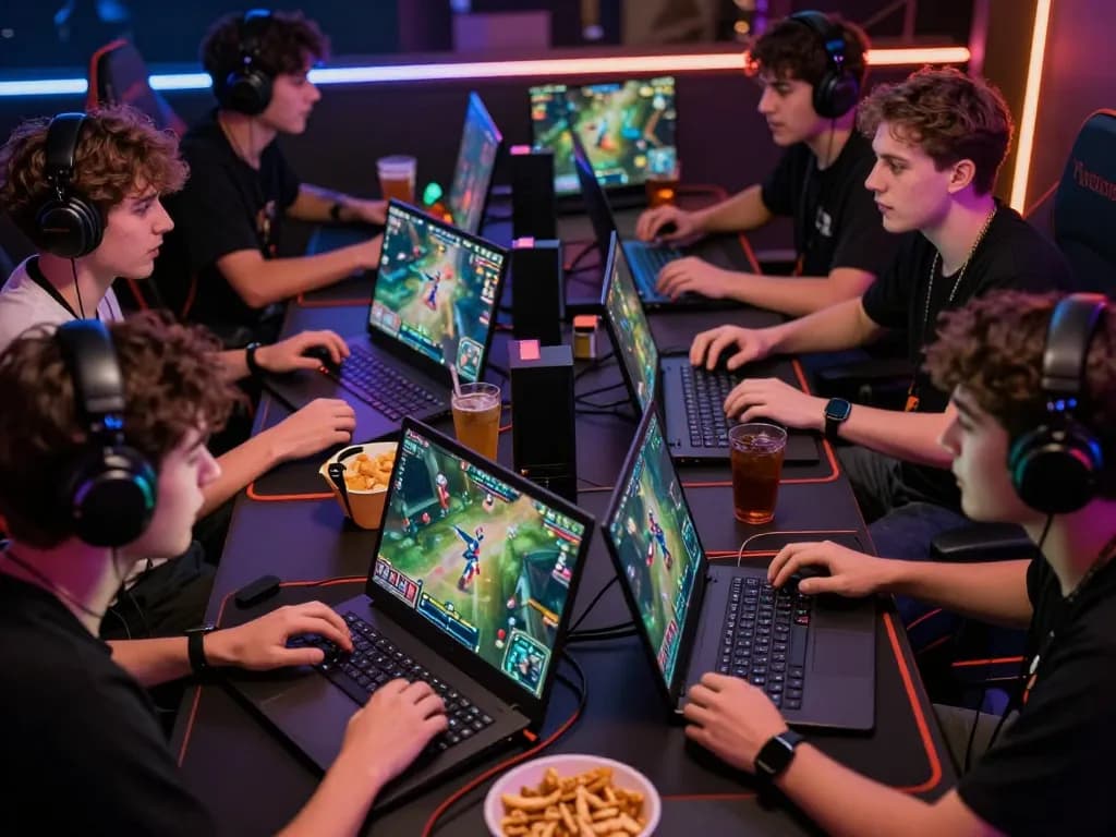 This group of friends enjoys esports betting in Singapore while engaging with popular games on their devices.