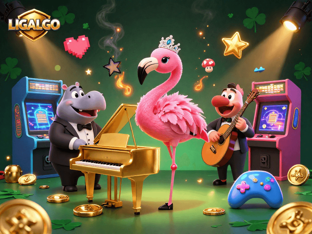 LIGALGO transforms online gaming with vibrant casino elements and engaging characters in an exciting 3D illustration.