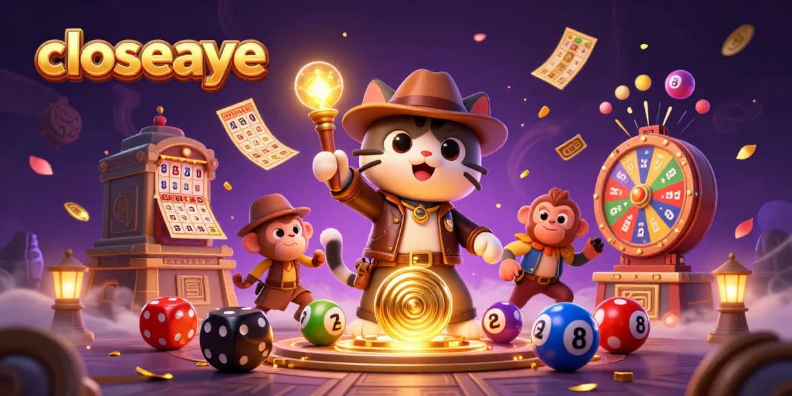 Experience the vibrant world of closeaye with a gambling adventure featuring a cat archaeologist discovering treasures.