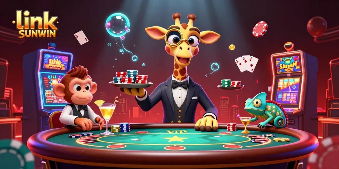 Experience excitement at link SUNWIN with vibrant casino characters and dynamic gaming elements.