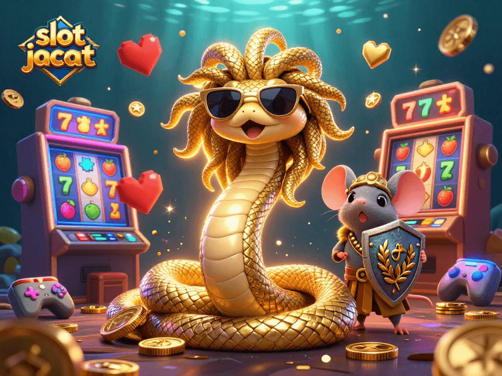 Experience the thrill of slot jackpot action in a vibrant 3D casino scene, featuring colorful slot machines and animated characters.