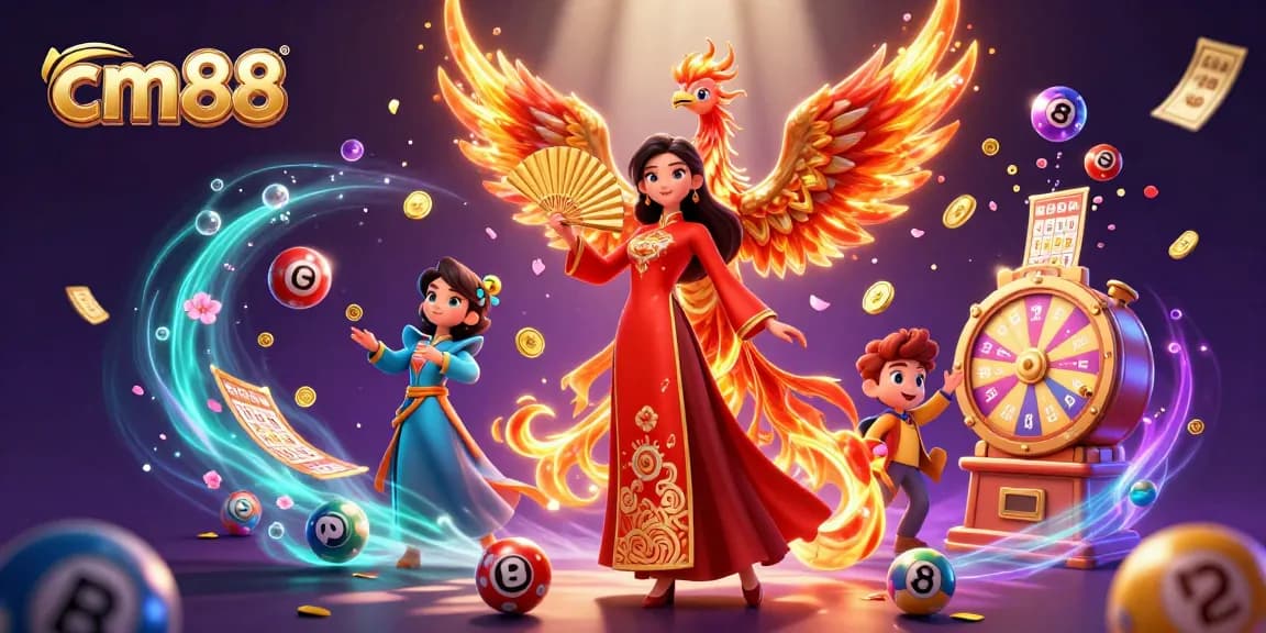 Experience thrilling gameplay at cm88 with a vibrant scene of lottery excitement and stunning visuals.