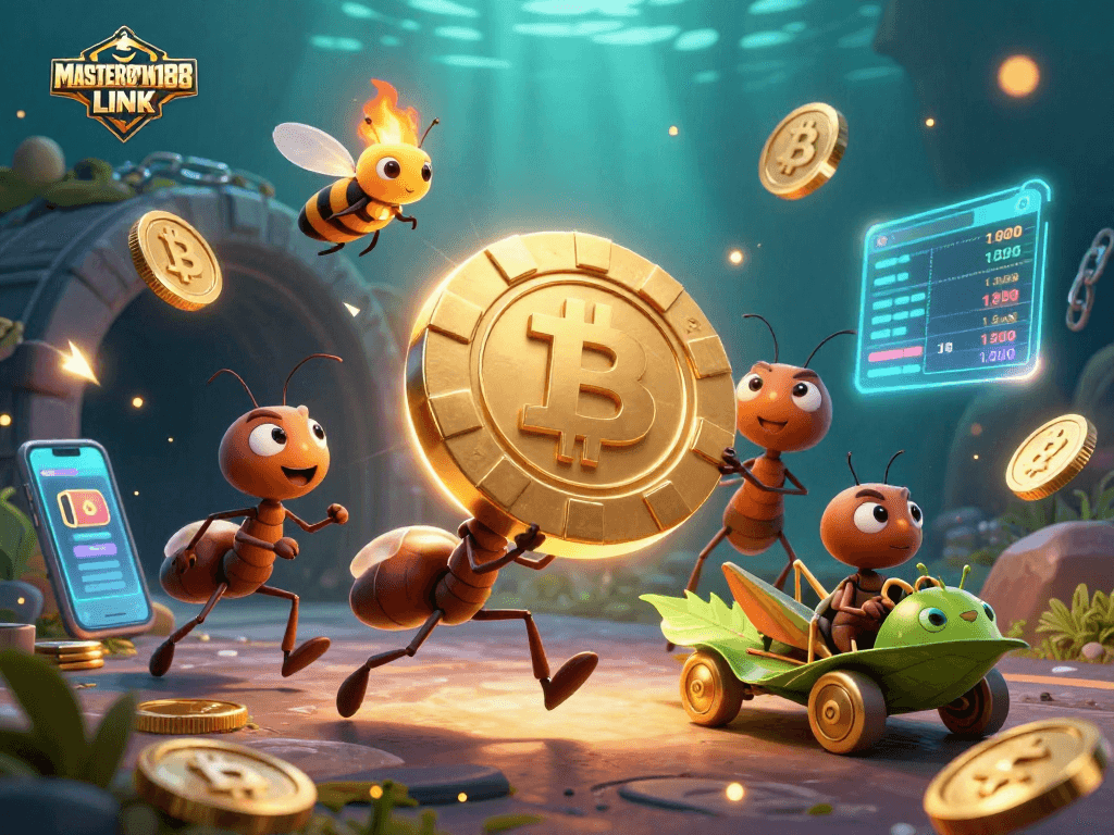 Engage with MASTERSPIN188 LINK by watching the animated heist in a vibrant casino scene.