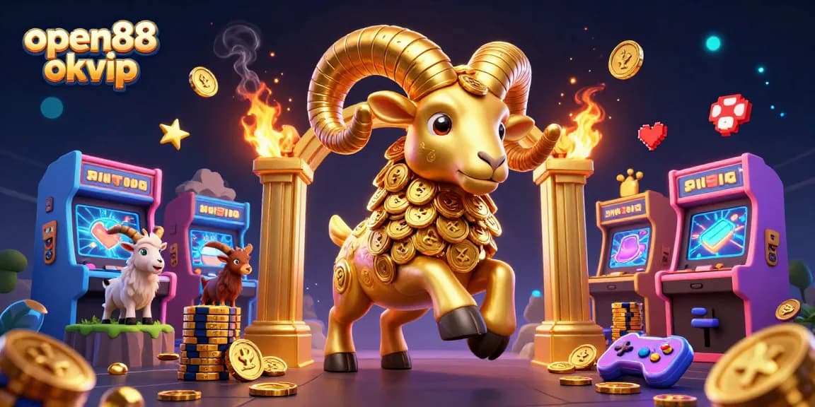 Engage in thrilling gameplay at open88 okvip, surrounded by vibrant 3D gaming machines and gold.