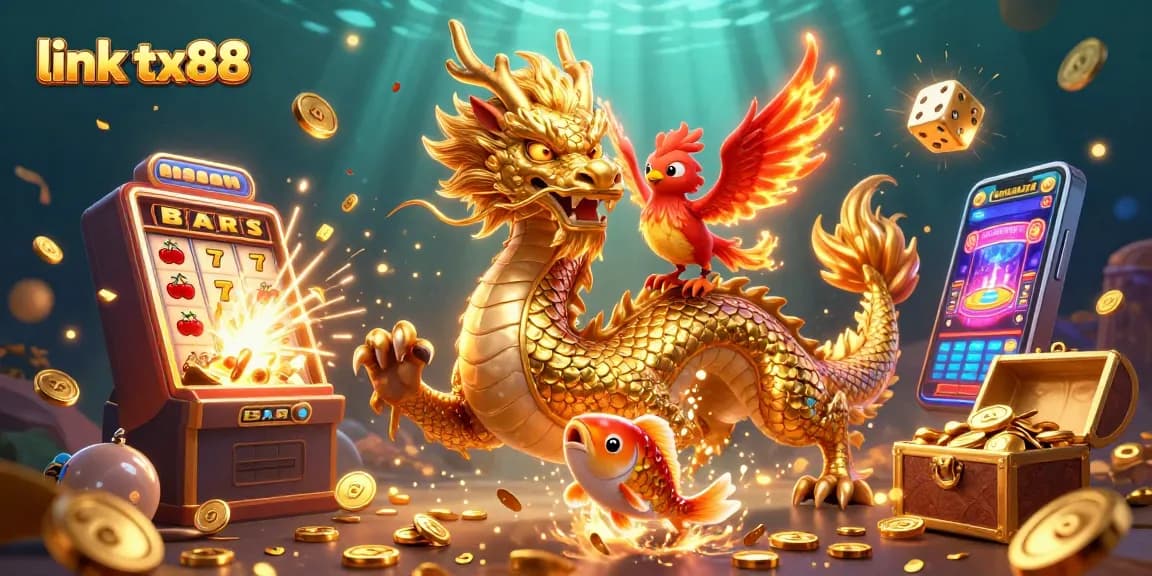 Engage with link tx88 in an action-packed 3D casino scene filled with vibrant symbols and characters.