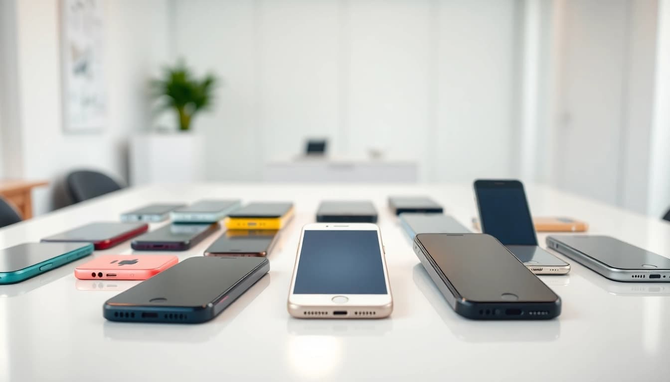 Showcasing Cash For Phones Benton AR, a vibrant collection of smartphones ready for purchase or exchange.