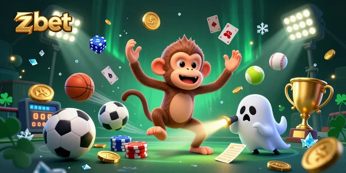 Experience thrilling action with zbet in a haunted casino scene with ghosts and sports elements.
