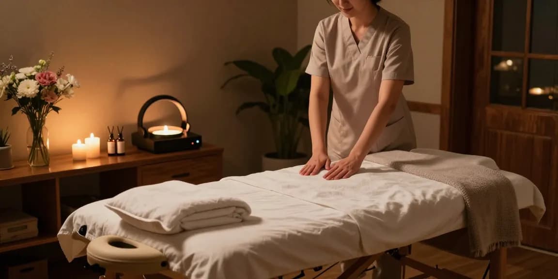 Luxury 출장마사지 setup with calming oils and serene atmosphere.