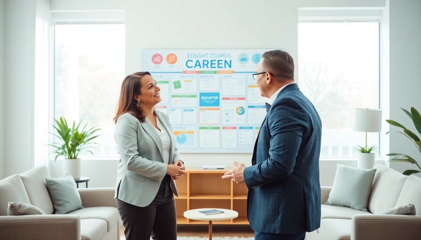 Discover how to find my perfect career with guidance from a professional in a warm office setting.