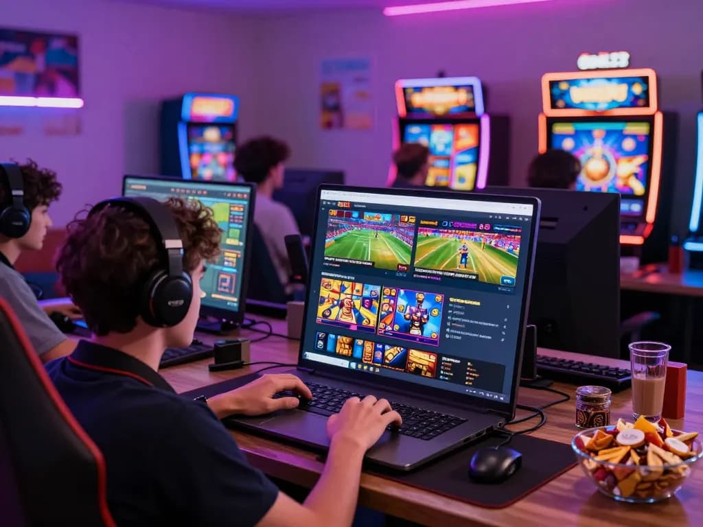 Goal123 platform showcasing vibrant online gaming experience with player engaged in sports and casino games.
