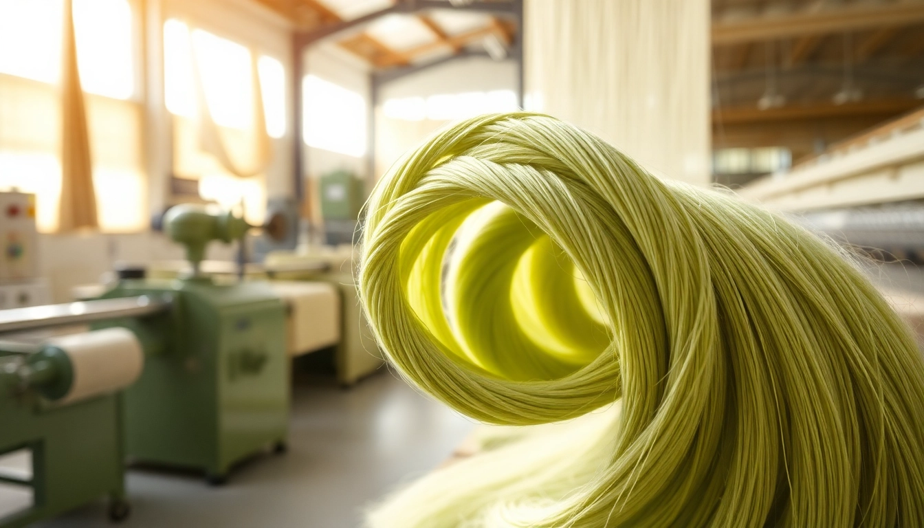 Viscose fibers being skillfully crafted in a serene textile studio.