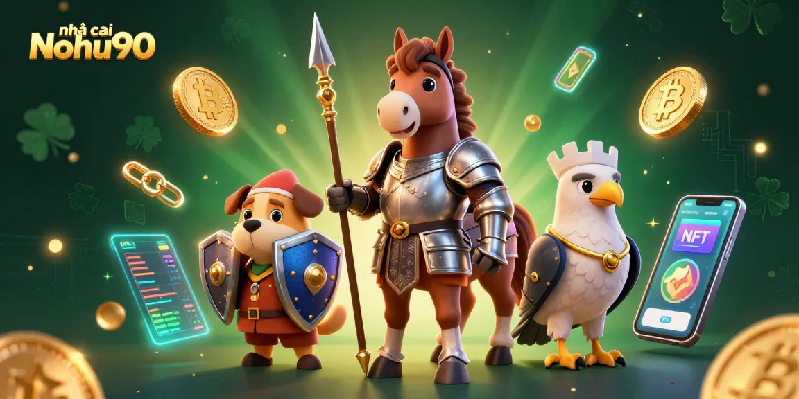 Experience the excitement at nhà cái Nohu90 with a medieval-themed 3D casino scene filled with crypto elements.
