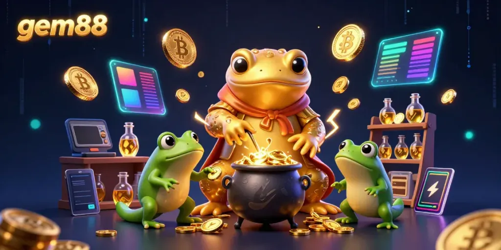 Engage in gem88's thrilling gaming experience with alluring gold coin charm and mystical atmosphere.