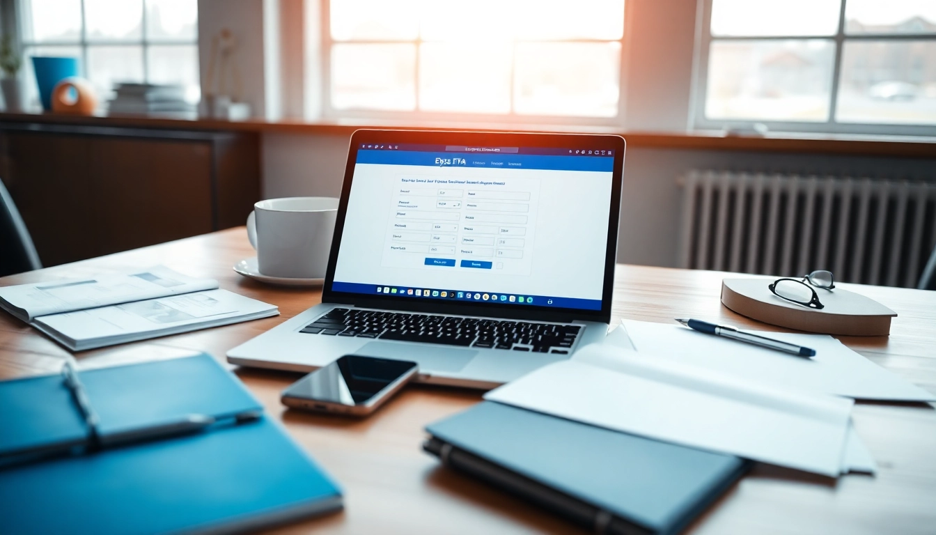 Submitting an eta application uk through a modern digital platform on a laptop.