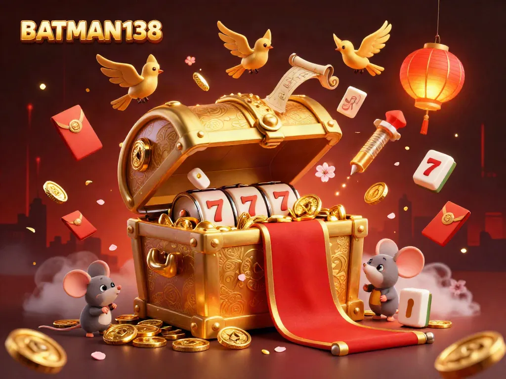 Players enjoy the excitement of BATMAN138 slots with vibrant details and golden treasures enticing adventure.