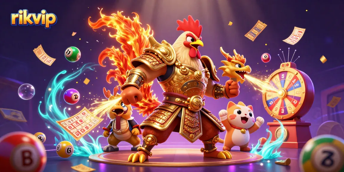 Experience the excitement of rikvip with dynamic lottery elements and vibrant characters in a lively casino scene.