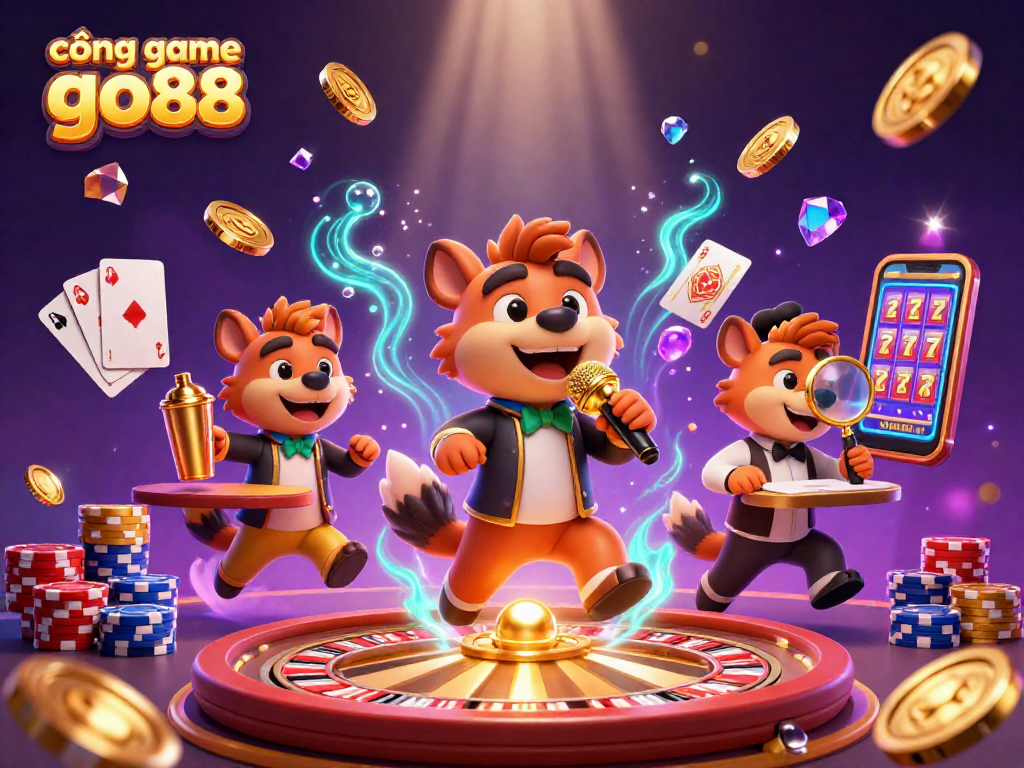 Engage with cổng game go88's lively casino scene filled with animated characters and vibrant gameplay elements.