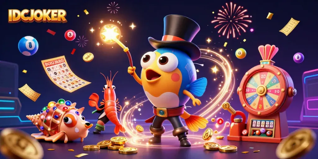 IDCJOKER showcases underwater characters attracting golden coins, illustrating the thrill of winning