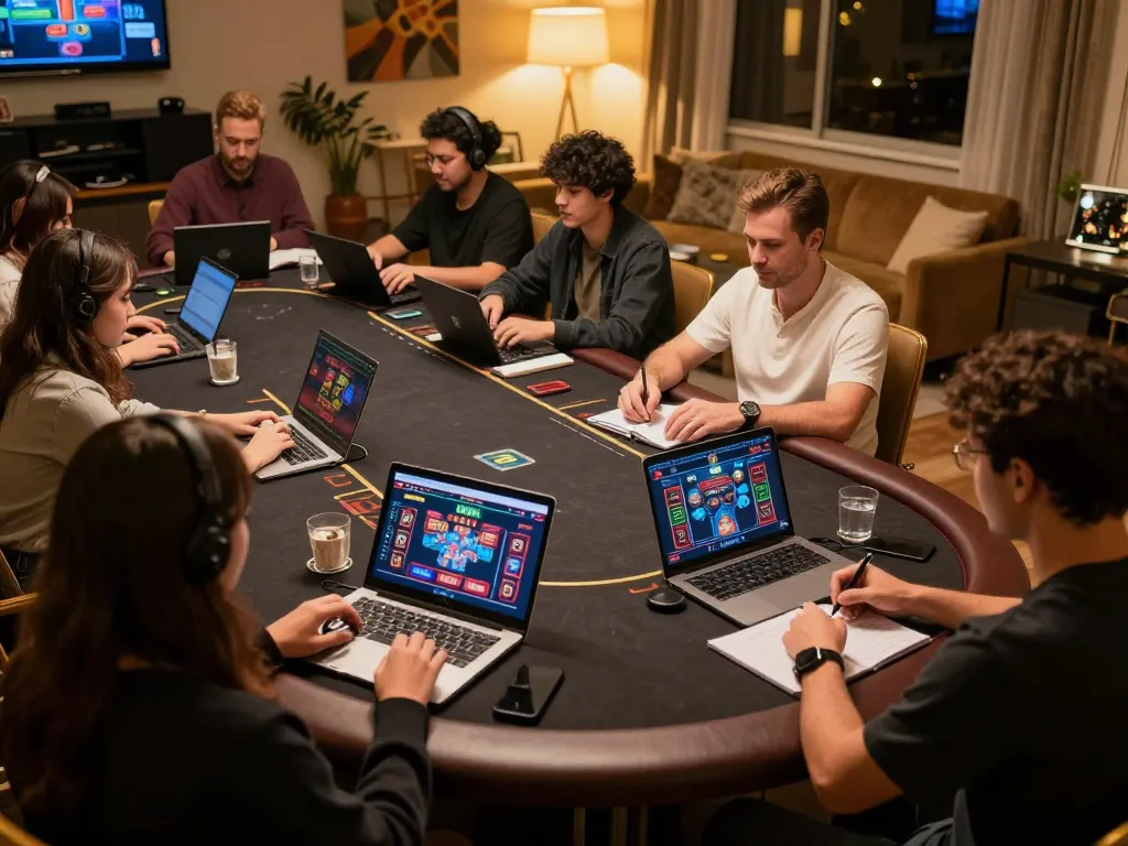 B52CLUB players engaging in live dealer games from home, showcasing interactive online casino excitement.