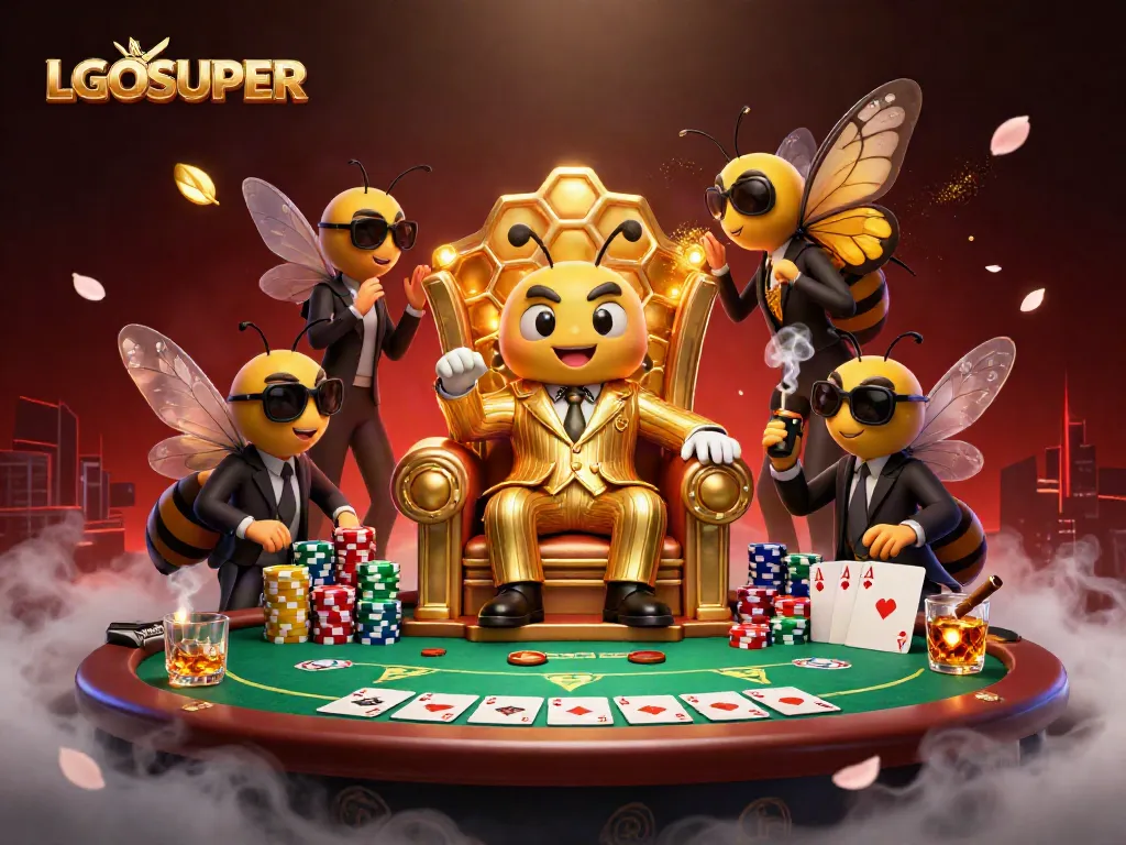 Experience the excitement of LGOSUPER with a lavish casino scene, showcasing a bumblebee mob boss in action.