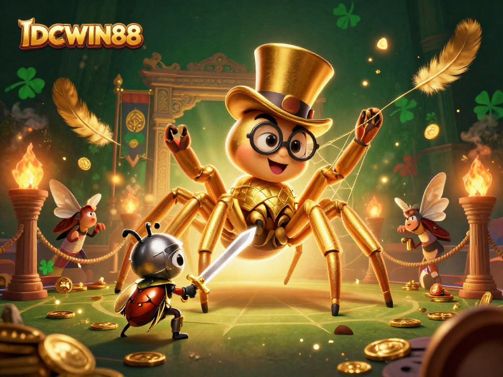 Experience thrilling gameplay at IDCWIN88 with a vibrant 3D casino scene featuring unique characters and elements.