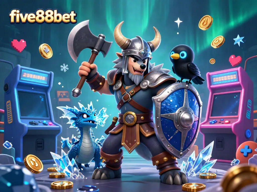 Experience the excitement of five88bet with vivid characters and colorful casino elements in this dynamic scene.