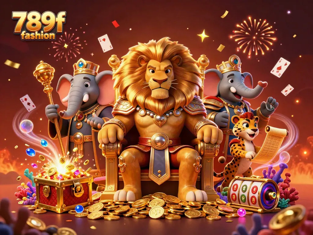 Engage in high-stakes action with 789f fashion as the lion king reigns over a vibrant casino realm.