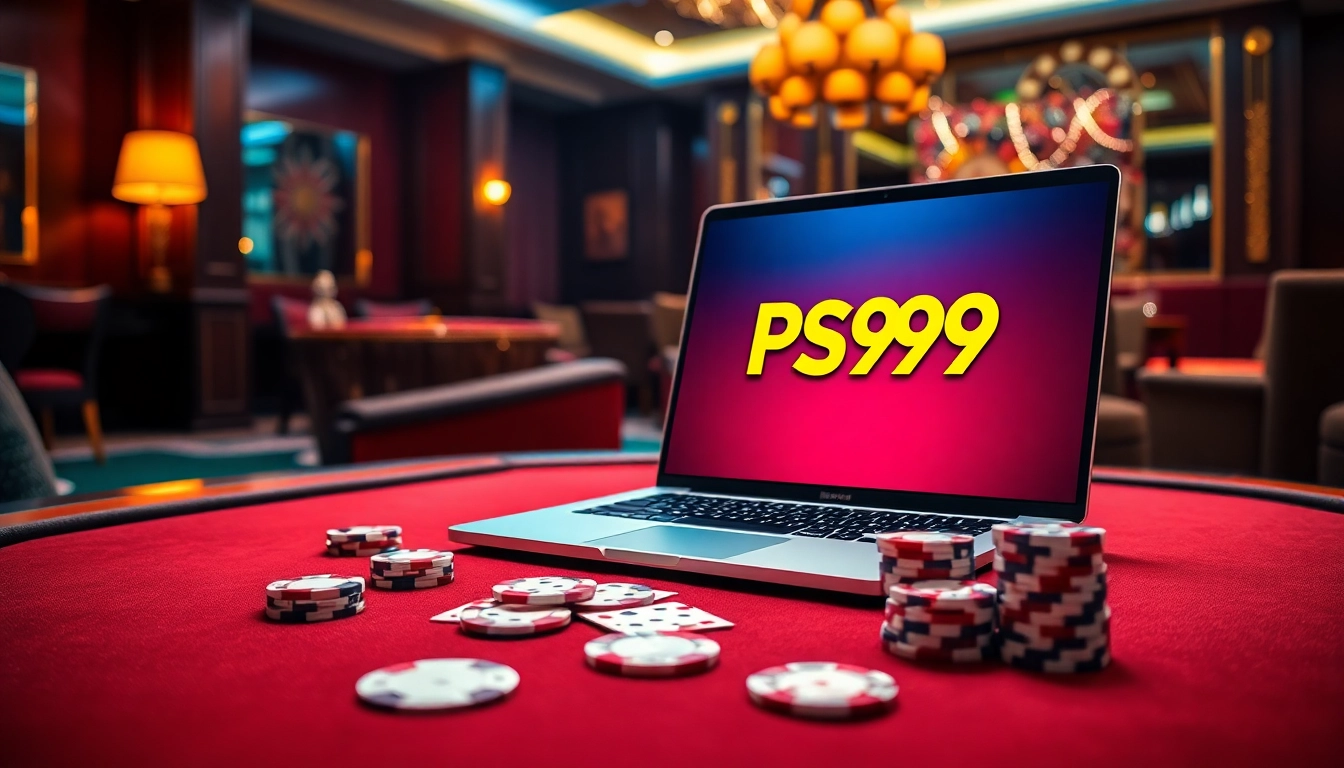 Experience the thrill of online gambling at PS99 with vibrant casino tables and sleek devices.
