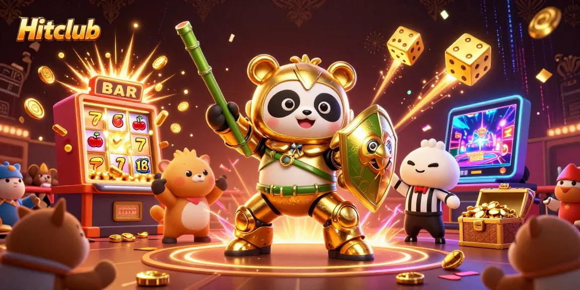 Hitclub's exciting casino games come to life with vibrant characters and a dynamic jackpot scene.