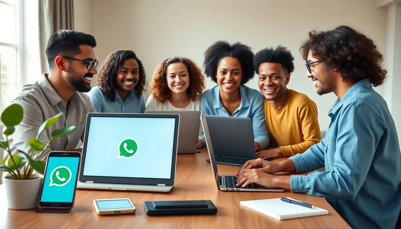 Connecting globally through WhatsApp网页版 video calls in a modern home office.