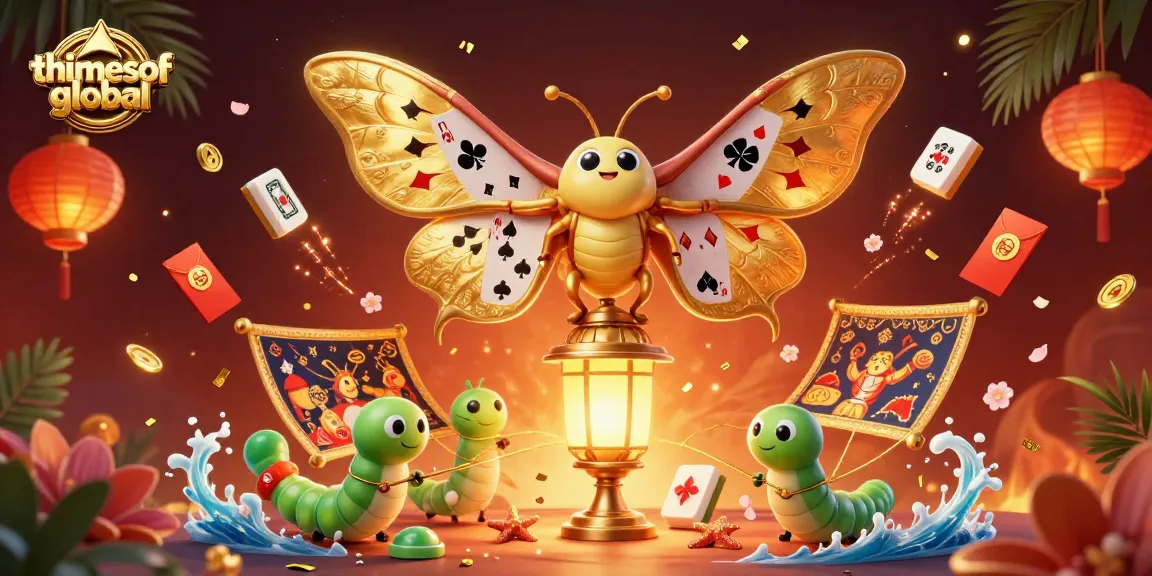 Thetimesofglobal showcases an artistic casino scene with a majestic atlas moth and vibrant gaming elements.