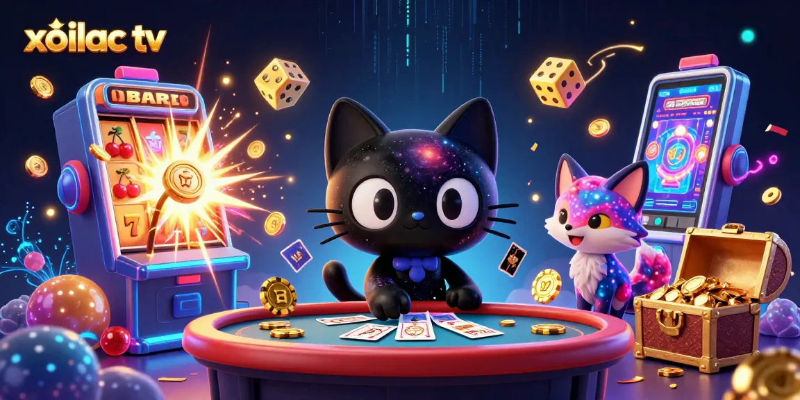 Experience the thrill of xoilac tv with vibrant cosmic casino action featuring a black hole cat.