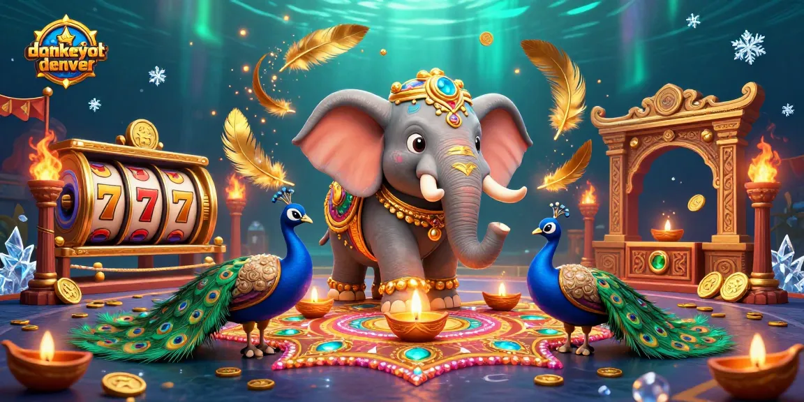 Win big at donkeyotdenver with dynamic action and vibrant casino scenes featuring elephant and peacock.