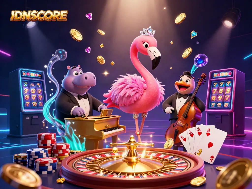 Experience dynamic casino entertainment with IDNSCORE featuring vibrant characters and games.