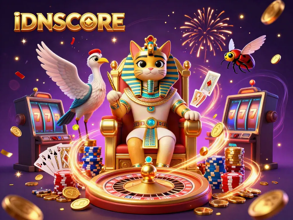 Experience the excitement of IDNSCORE with vibrant casino themes and magical elements.