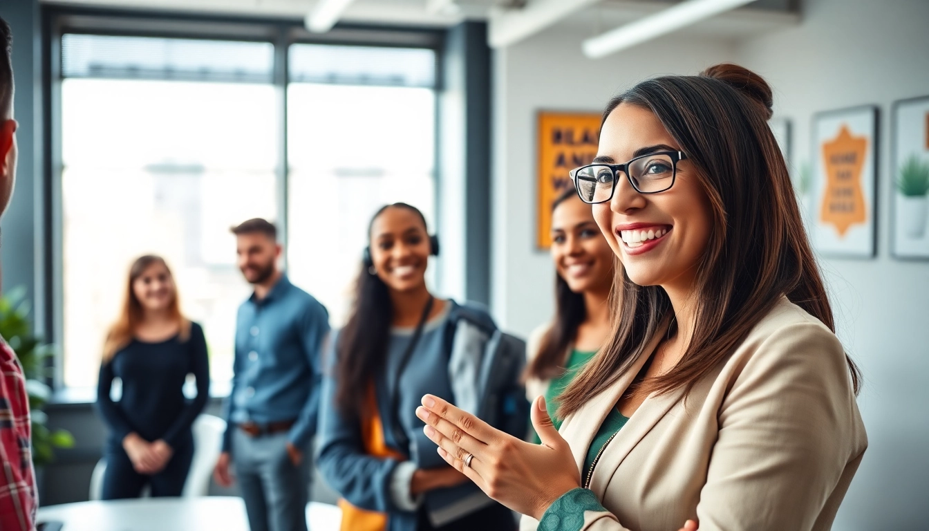 Engaging career coaching session illustrating support and guidance in a vibrant office.