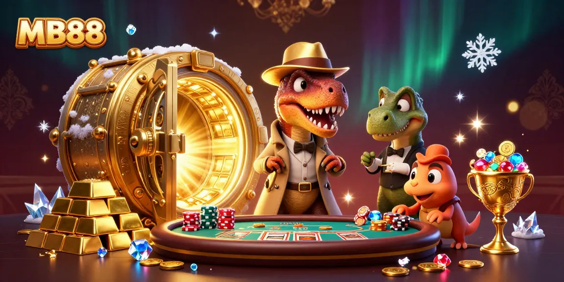 Play thrilling blackjack with the MB88 velociraptor card counter amidst golden treasures and gems.