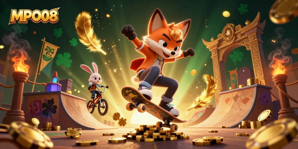 Experience the excitement of MPO08 with vibrant casino-themed characters and elements in action.