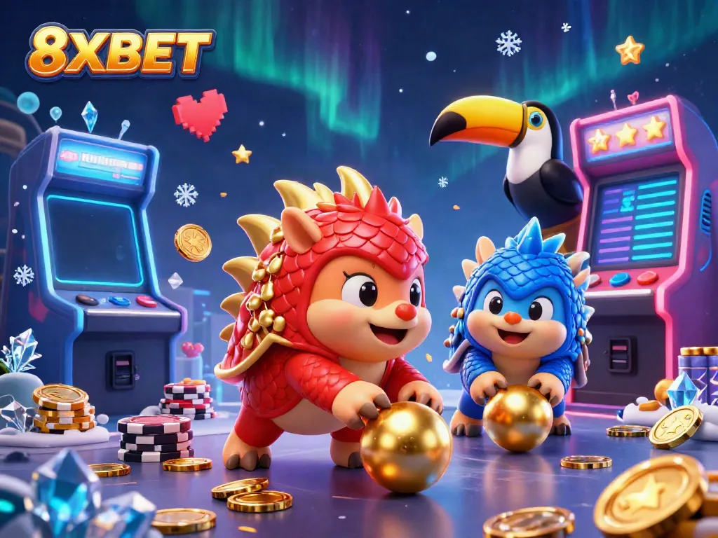 Experience vibrant gaming with 8XBET's thrilling pangolin competition amidst golden casino excitement.
