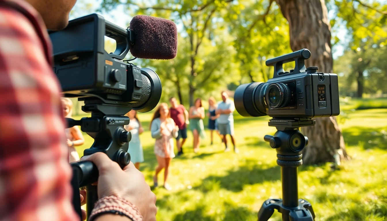Video production capture showcasing a lively outdoor event with a videographer.