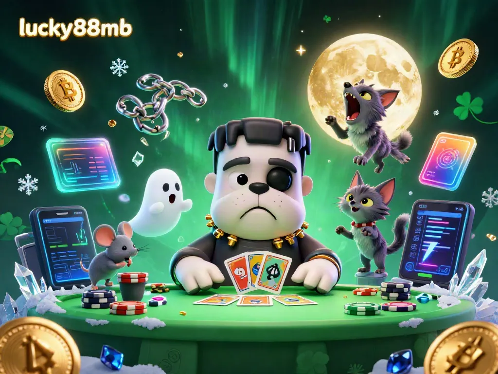 Experience thrilling gaming action with lucky88mb featuring a Frankenstein bulldog dealer and ghostly mouse.