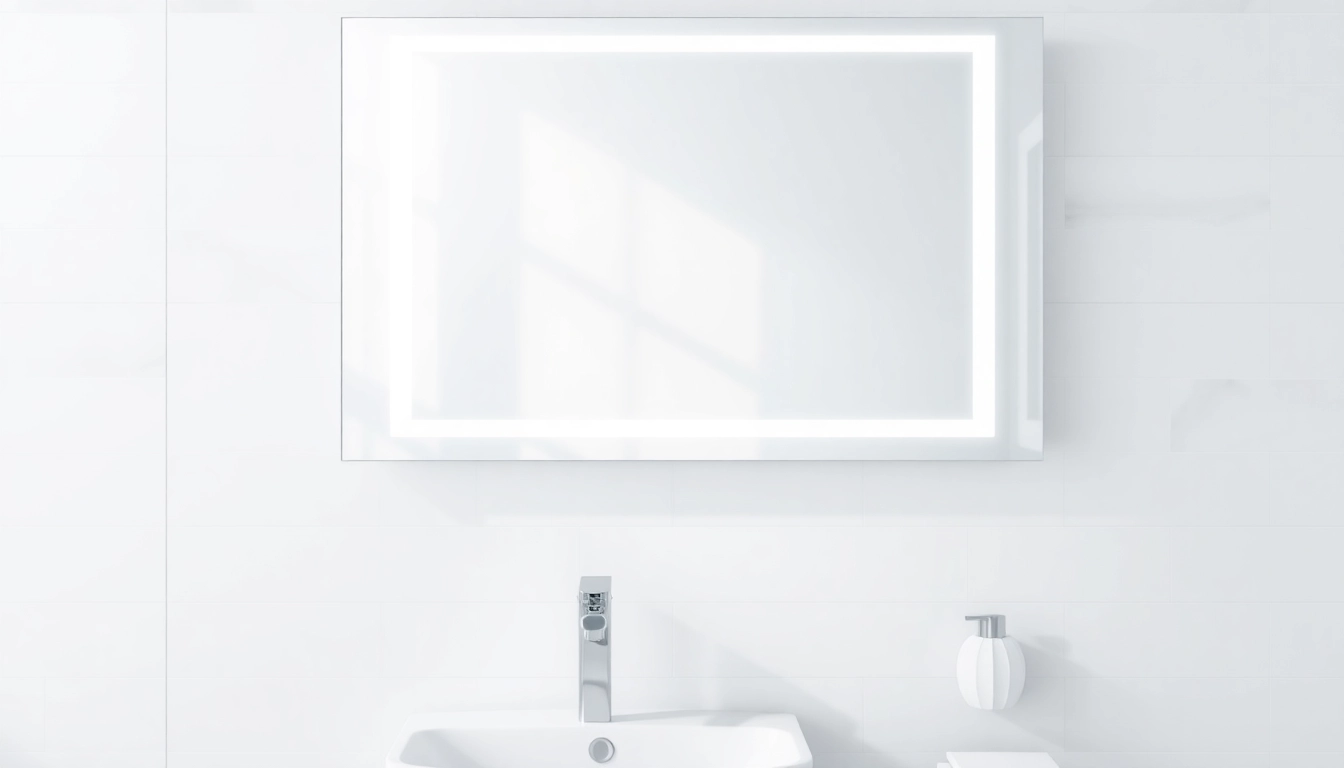 Illuminate your space with a mirror and led lights, showcasing elegance in a modern bathroom design.