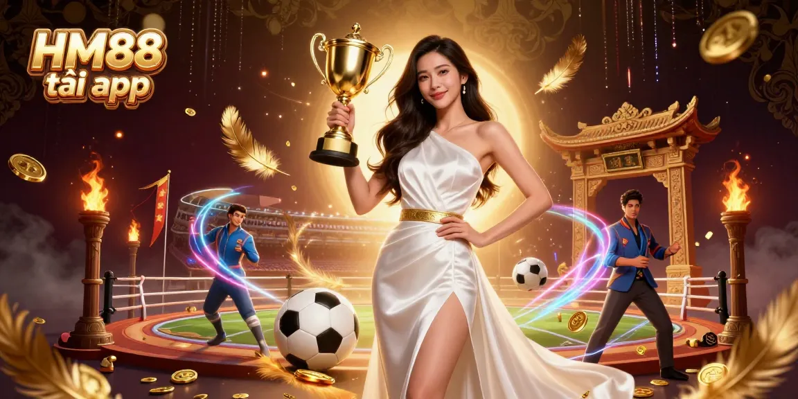 Experience the excitement of casino gaming with HM88 tải app, featuring a triumphant winner celebrating sports betting.