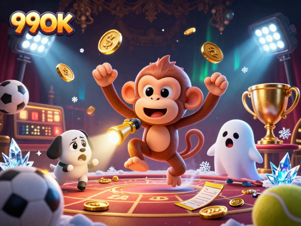 Engage in thrilling fun at 99OK, where a playful poltergeist monkey juggles excitement!