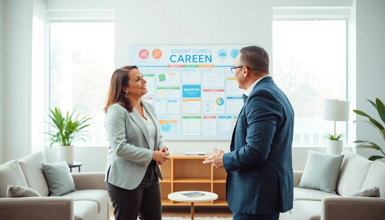 Discover how to find my perfect career with guidance from a professional in a warm office setting.