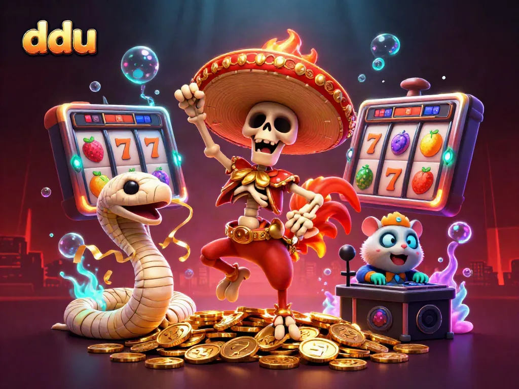 Experience thrilling wins at dduu with a vibrant underworld casino scene featuring colorful characters and dynamic game elements.