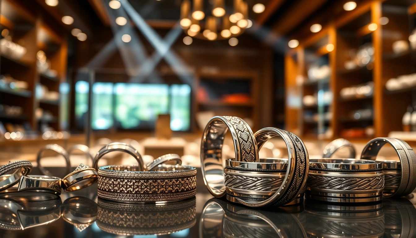 Browse exquisite tungsten rings highlighted in a luxurious setting.
