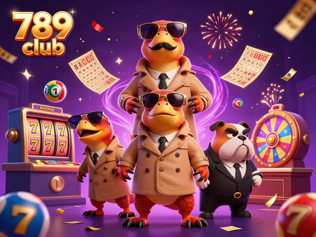 Experience excitement with the 789 club as playful raptors invade a VIP casino lounge.