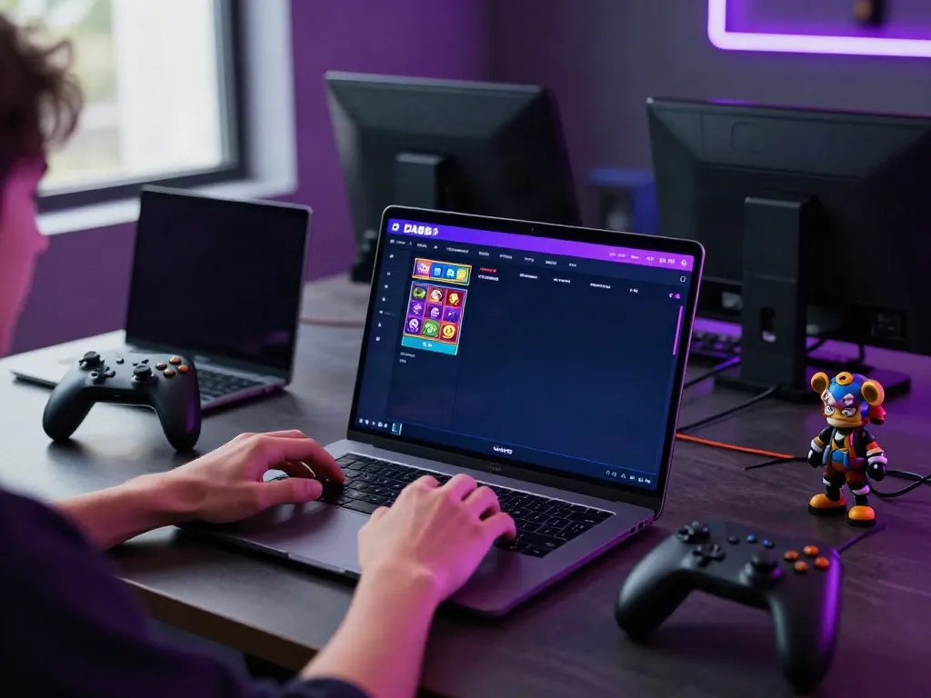Player exploring DA88 online gaming platform with vibrant slot games and accessories.